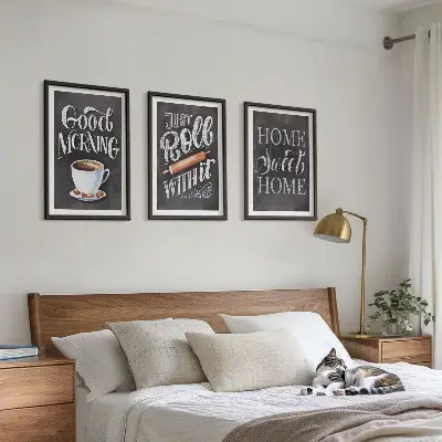 Bilder-3er-Set mit Rahmen mit Motiven und Inschriften für die Küche