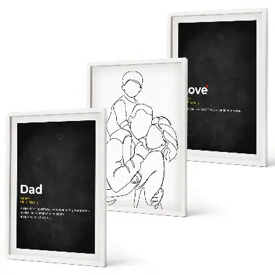 3er-Set Bilder mit Rahmen zum Thema Familiengeschichte, Kunst, Liebe und Vaterschaft