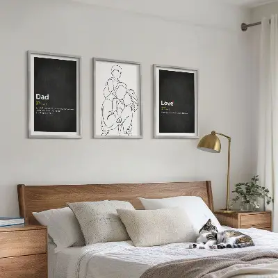 3er-Set Bilder mit Rahmen zum Thema Familiengeschichte, Kunst, Liebe und Vaterschaft