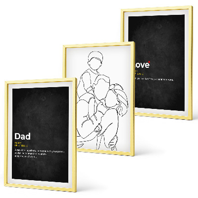 Bilder-3er-set mit rahmen Familiengeschichte, Kunst, Liebe, Vaterschaft