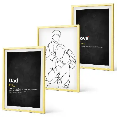 3er-Set Bilder mit Rahmen zum Thema Familiengeschichte, Kunst, Liebe und Vaterschaft