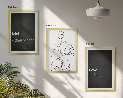 3er-Set Bilder mit Rahmen zum Thema Familiengeschichte, Kunst, Liebe und Vaterschaft