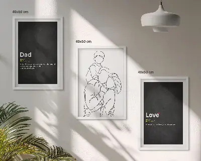 3er-Set Bilder mit Rahmen zum Thema Familiengeschichte, Kunst, Liebe und Vaterschaft