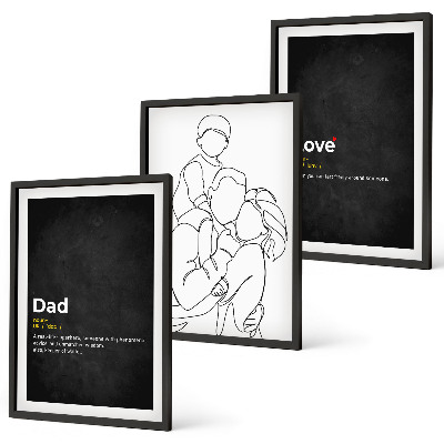 Bilder-3er-set mit rahmen Familiengeschichte, Kunst, Liebe, Vaterschaft