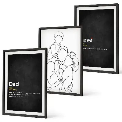 3er-Set Bilder mit Rahmen zum Thema Familiengeschichte, Kunst, Liebe und Vaterschaft