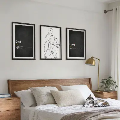 3er-Set Bilder mit Rahmen zum Thema Familiengeschichte, Kunst, Liebe und Vaterschaft