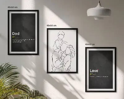 3er-Set Bilder mit Rahmen zum Thema Familiengeschichte, Kunst, Liebe und Vaterschaft