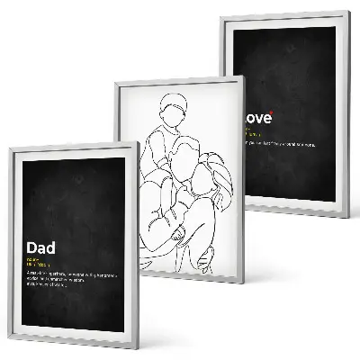 3er-Set Bilder mit Rahmen zum Thema Familiengeschichte, Kunst, Liebe und Vaterschaft