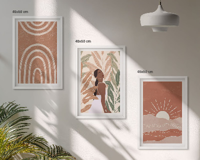 Bilder-3er-set mit rahmen abstrakte Formen im Boho-Stil