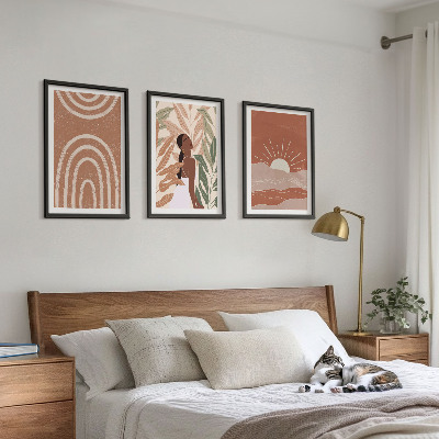 Bilder-3er-set mit rahmen abstrakte Formen im Boho-Stil
