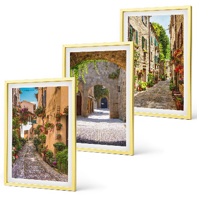 Bilder-3er-set mit rahmen Italienische Straßen, Blumen, Architektur