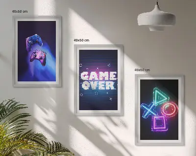 Game Over Gamepads 3er-Set Bilder mit Rahmen