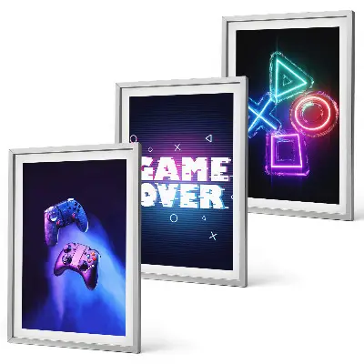 Game Over Gamepads 3er-Set Bilder mit Rahmen