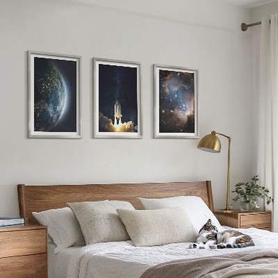 Gerahmtes bilderset Weltraum Erde Rakete Galaxie