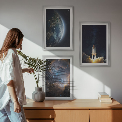 Gerahmtes bilderset Weltraum Erde Rakete Galaxie