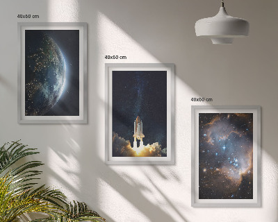 Gerahmtes bilderset Weltraum Erde Rakete Galaxie