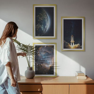 Gerahmtes bilderset Weltraum Erde Rakete Galaxie