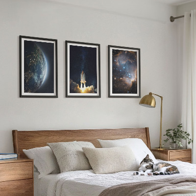Gerahmtes bilderset Weltraum Erde Rakete Galaxie