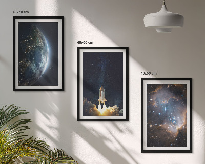 Gerahmtes bilderset Weltraum Erde Rakete Galaxie