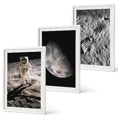 Astronautenfoto vom Mond gerahmtes Bilderset