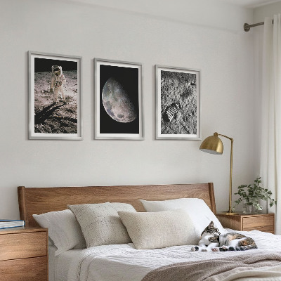 Gerahmtes bilderset Astronautenfoto vom Mond