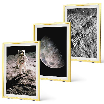 Gerahmtes bilderset Astronautenfoto vom Mond