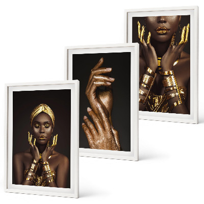 Bilder-3er-set mit rahmen Porträts afrikanischer Frauen