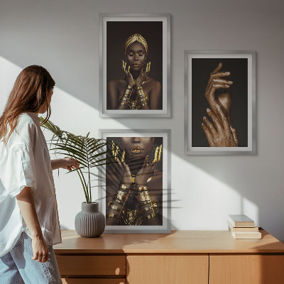 Bilder-3er-set mit rahmen Porträts afrikanischer Frauen