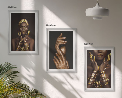 Bilder-3er-set mit rahmen Porträts afrikanischer Frauen