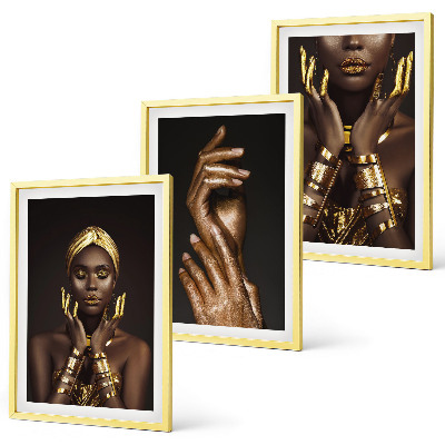 Bilder-3er-set mit rahmen Porträts afrikanischer Frauen
