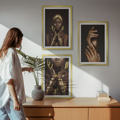 Bilder-3er-set mit rahmen Porträts afrikanischer Frauen