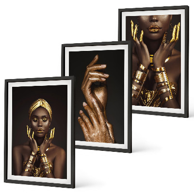 Bilder-3er-set mit rahmen Porträts afrikanischer Frauen