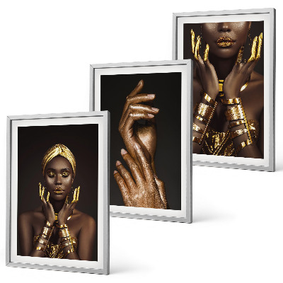 Bilder-3er-set mit rahmen Porträts afrikanischer Frauen