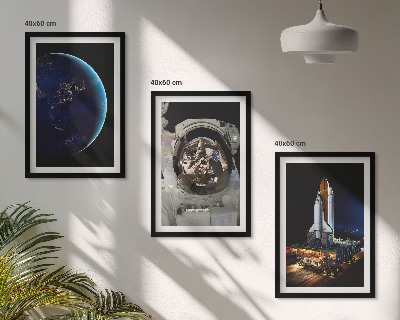 Gerahmtes bilderset Weltraum Erde Astronaut Rakete