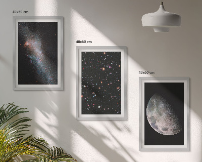 Bilder-3er-set mit rahmen Weltraum Galaxien Sterne Mond