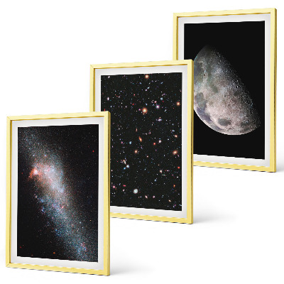 Bilder-3er-set mit rahmen Weltraum Galaxien Sterne Mond