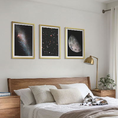 Bilder-3er-set mit rahmen Weltraum Galaxien Sterne Mond