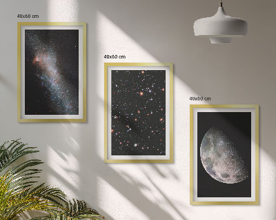 Bilder-3er-set mit rahmen Weltraum Galaxien Sterne Mond
