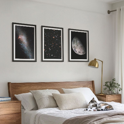 Bilder-3er-set mit rahmen Weltraum Galaxien Sterne Mond