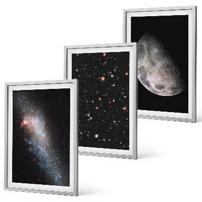 Bilder-3er-set mit rahmen Weltraum Galaxien Sterne Mond