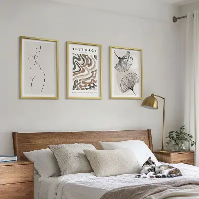 Gerahmtes Bilderset mit abstrakten Boho-Musterformen