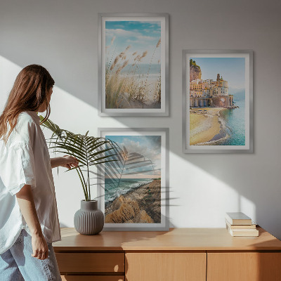 Bilder-3er-set mit rahmen Landschaften Strand Klippen Stadt