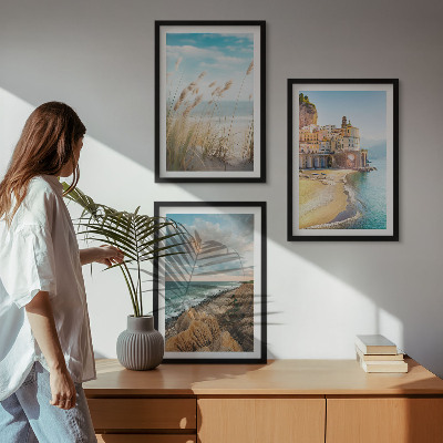 Bilder-3er-set mit rahmen Landschaften Strand Klippen Stadt
