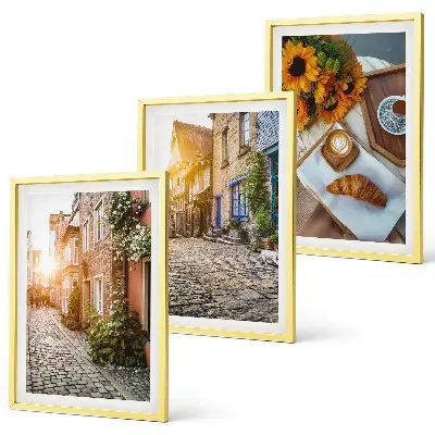 Bilderset Straßenkaffee und Sonnenblumen gerahmt