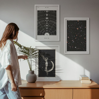 Gerahmtes bilderset Nachtdarstellung des Sonnensystems