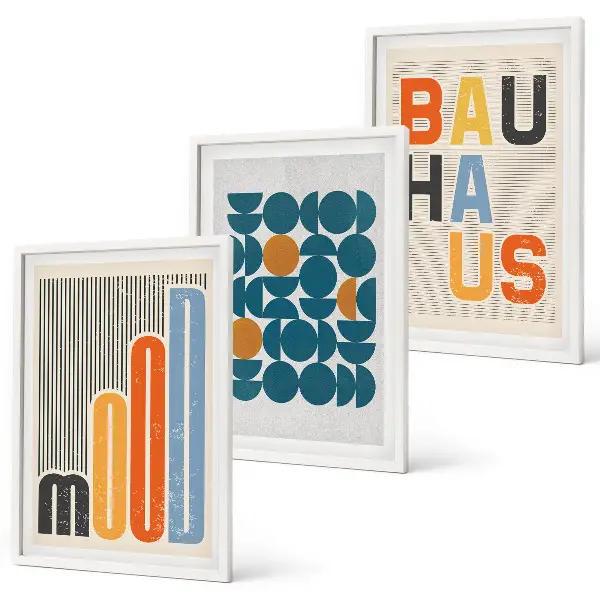 Geometrische Muster im Bauhaus-Stil gerahmtes bilderset