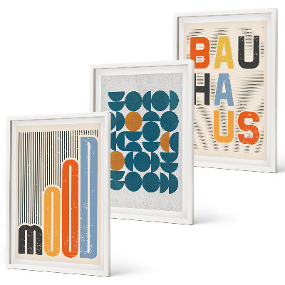 Gerahmtes bilderset Geometrische Muster im Bauhaus-Stil