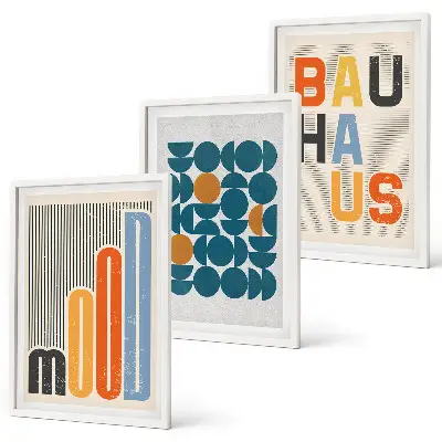 Geometrische Muster im Bauhaus-Stil gerahmtes bilderset