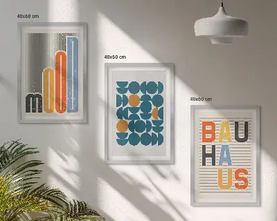 Geometrische Muster im Bauhaus-Stil gerahmtes bilderset