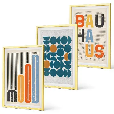 Geometrische Muster im Bauhaus-Stil gerahmtes bilderset
